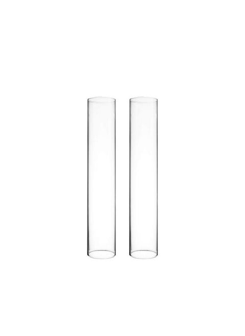 CYS EXCEL 2 PCS (H:14" D:2.5") Open Ended Glass Hurricane Candleholder Tube Shade | Multiple Size Choices Open Flame Candle Chimney Tube Cover | Bottomless Cylinder