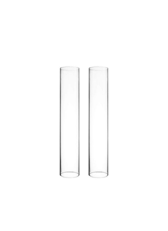CYS EXCEL CYS EXCEL 2 PCS (H:14" D:2.5") Open Ended Glass Hurricane Candleholder Tube Shade | Multiple Size Choices Open Flame Candle Chimney Tube Cover | Bottomless Cylinder  - Image 1