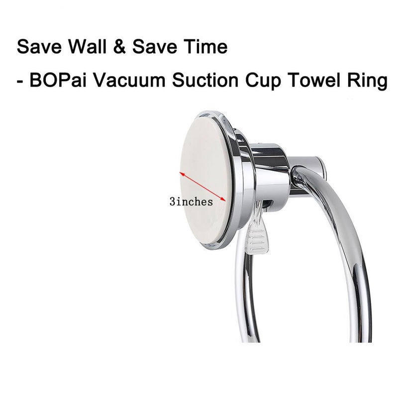 BOPai Drill Free Powerful Vacuum Suction Cup Towel Ring Shower Washcloth Hand Towel Round Holder - Image 3
