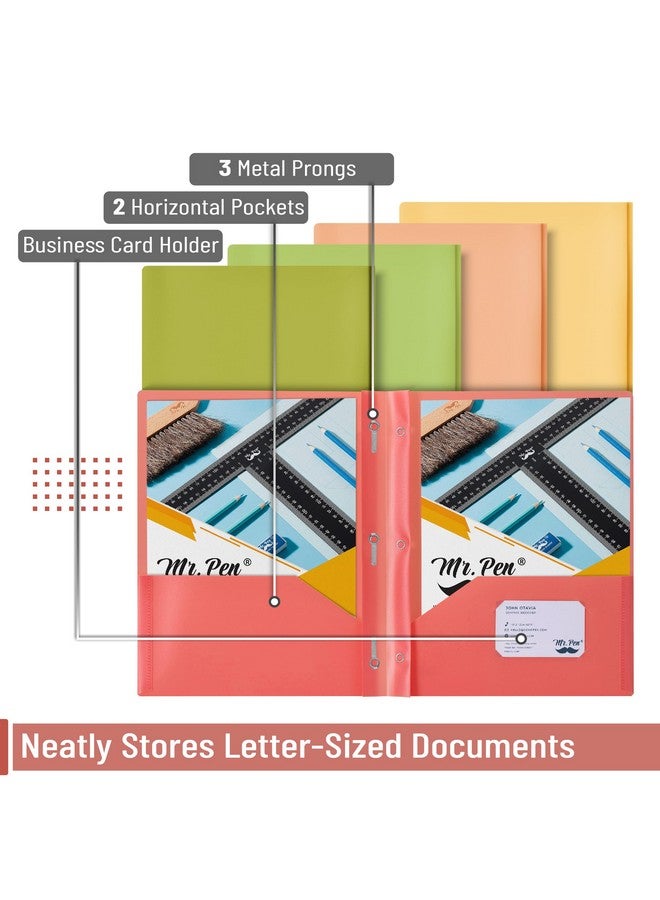 Mr. Pen - Plastic Folders With Pockets And Prong, 5 Pack, Assorted Colors, Pocket Folders, Folders With Prongs, File Folders With Fasteners, 2 Pocket Folder, Folder With Pockets, Two Pocket Folder - Image 3