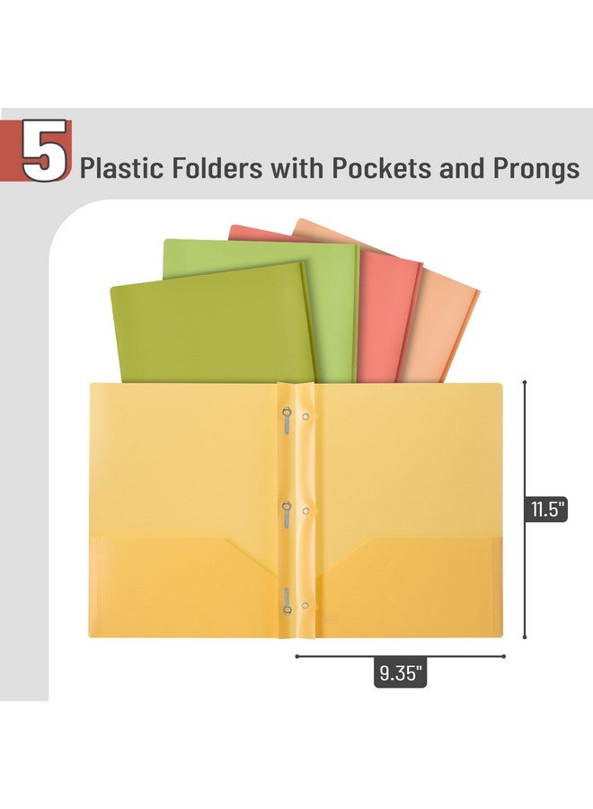 Mr. Pen - Plastic Folders With Pockets And Prong, 5 Pack, Assorted Colors, Pocket Folders, Folders With Prongs, File Folders With Fasteners, 2 Pocket Folder, Folder With Pockets, Two Pocket Folder - Image 2