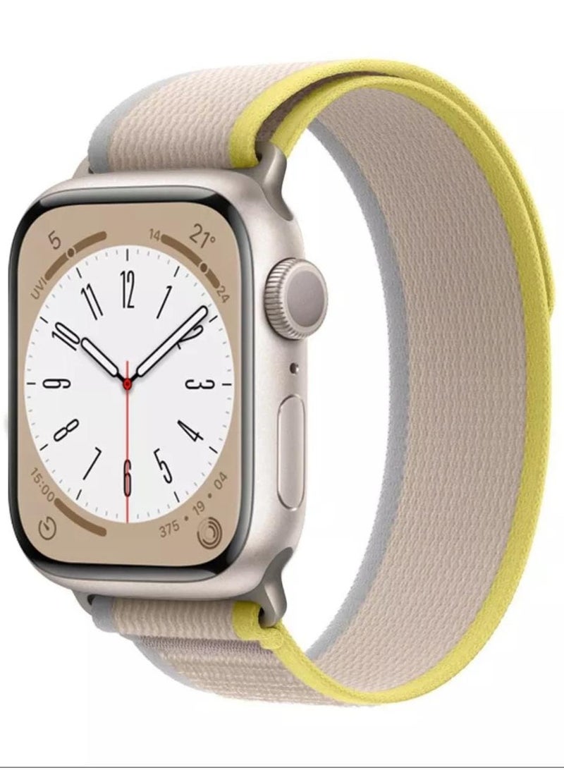 سوار ساعة ابل الشكل الجديد لون بيج مع اصفر مقاس 42/44/45/49 - Image 1