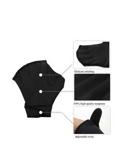 yongsheng 1 Pair Webbed Swimming Gloves Aquatic Traning Fit Paddles Water Resistance Diving Hand Web (Black)Frog Webbed Fitness  - Image 5