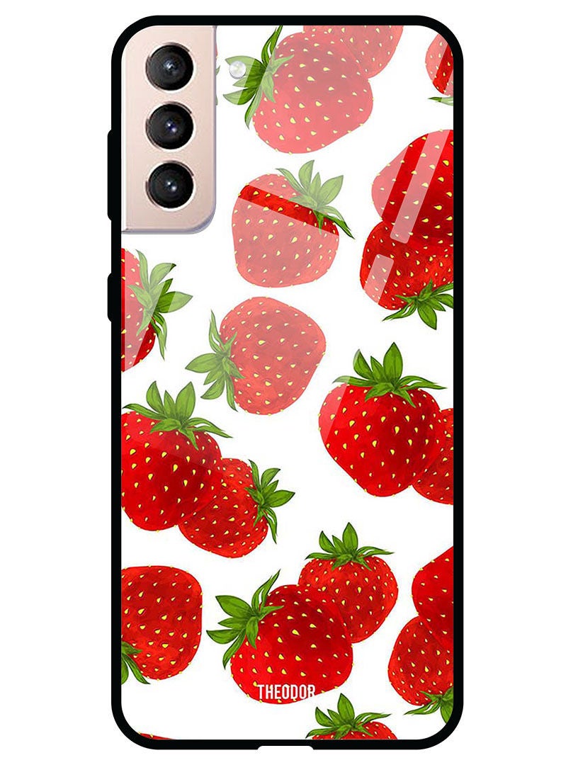 Theodor Protective Tempered Glass Case Cover Samsung Galaxy S21  Strawberries - Image 1
