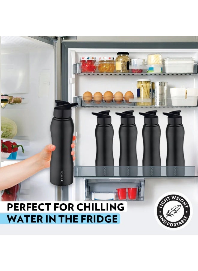 BOROSIL زجاجة ماء من الفولاذ المقاوم للصدأ Grip-n-Sip سوداء، 750 مل - Image 4