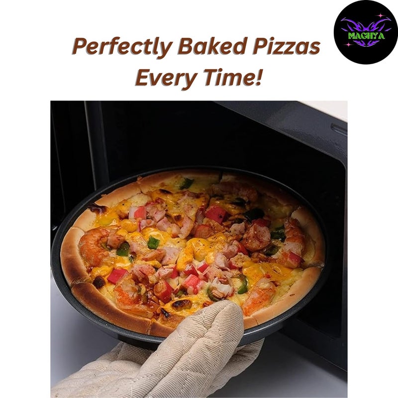 Maghya 9 Inch Pizza Pan Set of 2 | Non-Stick Carbon Steel Round Baking Tray | Microwave, Convection & OTG Safe – Black - Image 4