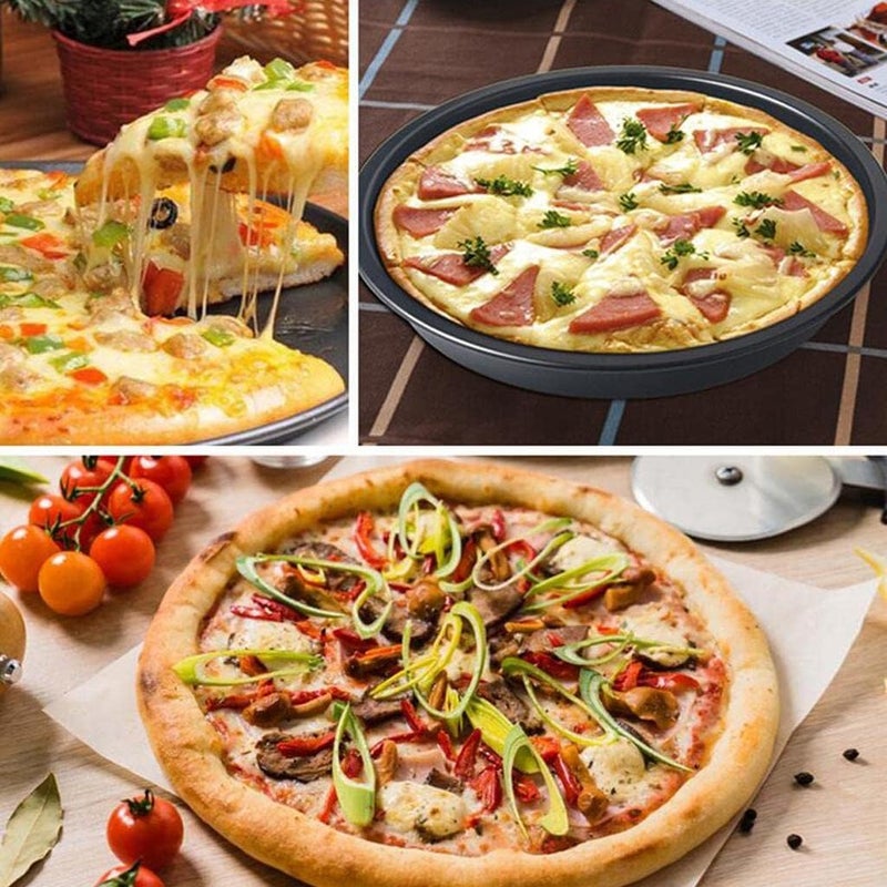Maghya 9 Inch Pizza Pan Set of 2 | Non-Stick Carbon Steel Round Baking Tray | Microwave, Convection & OTG Safe – Black - Image 2