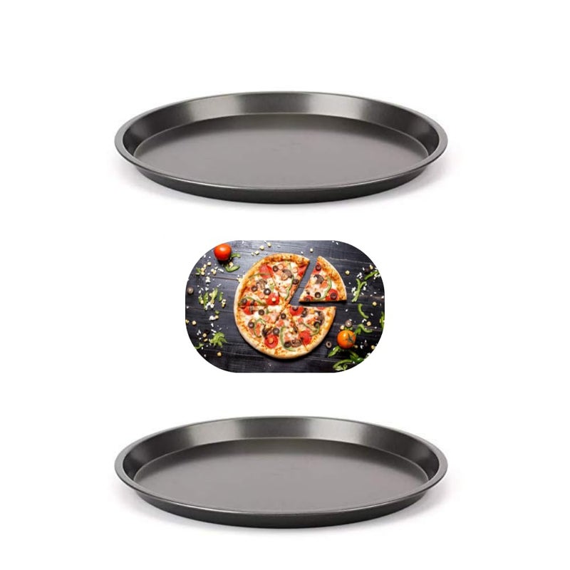 Maghya 9 Inch Pizza Pan Set of 2 | Non-Stick Carbon Steel Round Baking Tray | Microwave, Convection & OTG Safe – Black - Image 1
