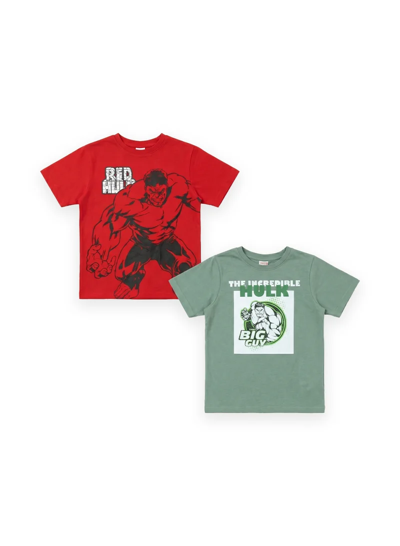 مارفل Marvel Hulk Teen Boys Graphic Printed T-Shirt (Pack of 2)