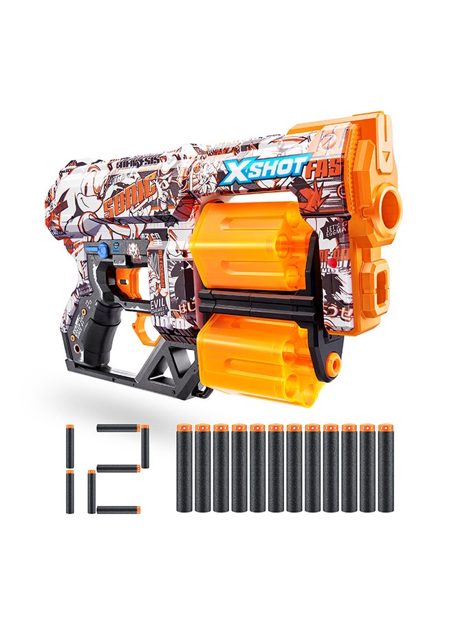 Zuru X-Shot أقلام سكينز دريد سونيك 12 - ريترو - لعبة تصويب أكشن للأطفال والمراهقين والبالغين الأولاد والبنات، أنشطة خارجية للعطلات، هدايا للأطفال من عمر 8 سنوات فما فوق  - Image 2