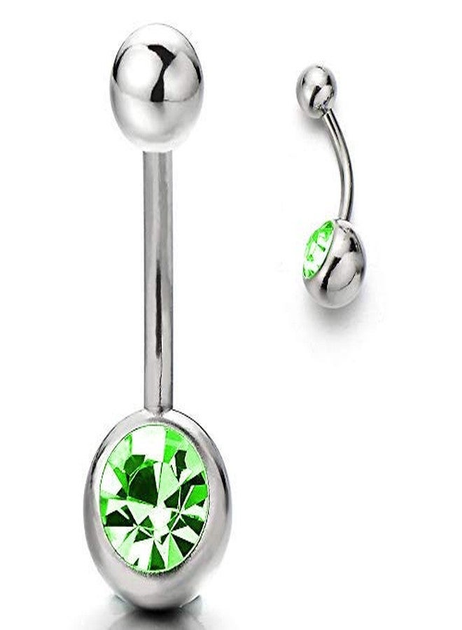 Gadgetsden Surgical Stainless Steel Belly Button Body Jewelry Piercing Navel Ring with Green Cubic Zirconia for Women - Image 1