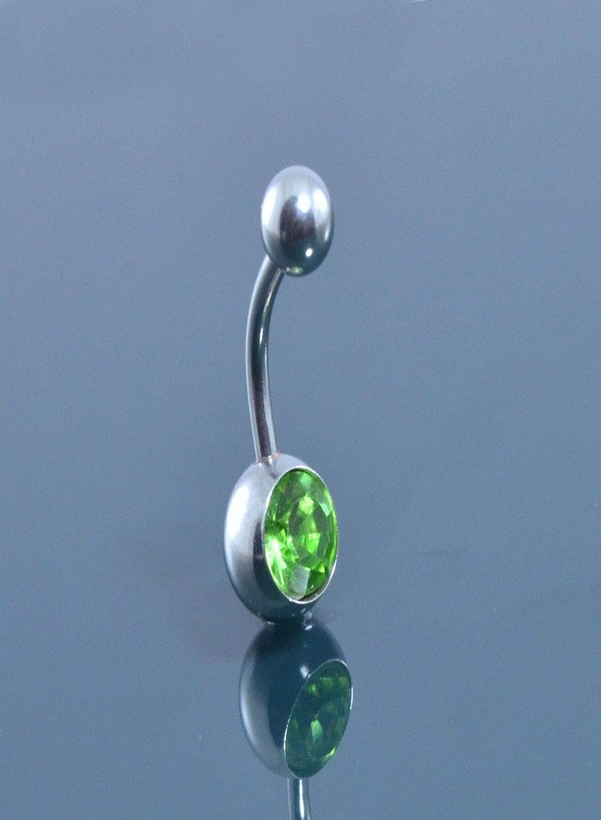 Gadgetsden Surgical Stainless Steel Belly Button Body Jewelry Piercing Navel Ring with Green Cubic Zirconia for Women - Image 4