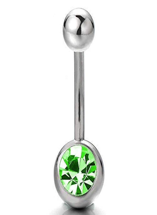 Gadgetsden Surgical Stainless Steel Belly Button Body Jewelry Piercing Navel Ring with Green Cubic Zirconia for Women - Image 3