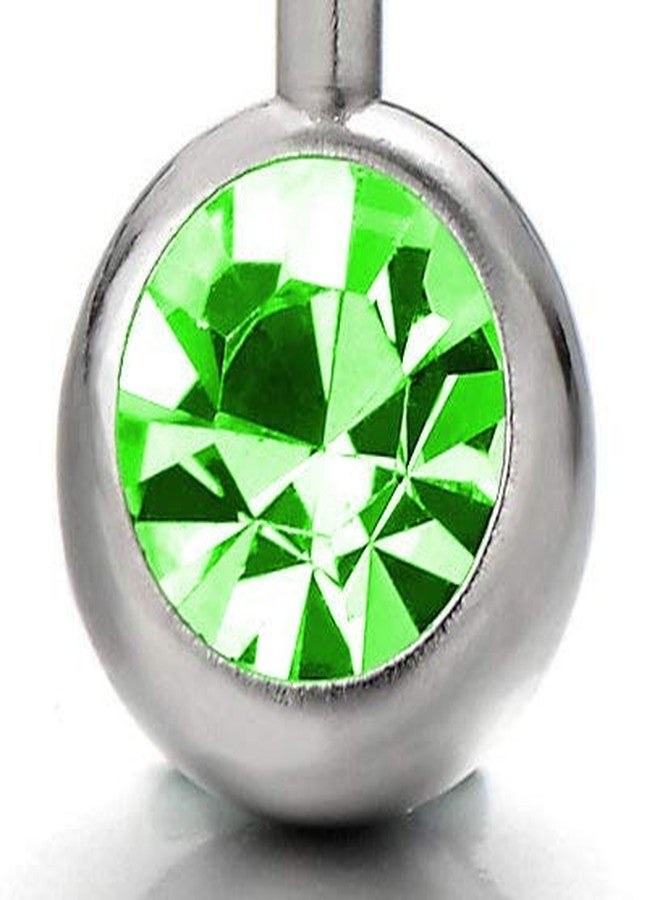 Gadgetsden Surgical Stainless Steel Belly Button Body Jewelry Piercing Navel Ring with Green Cubic Zirconia for Women - Image 2