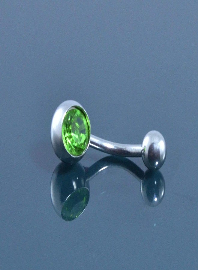 Gadgetsden Surgical Stainless Steel Belly Button Body Jewelry Piercing Navel Ring with Green Cubic Zirconia for Women - Image 5