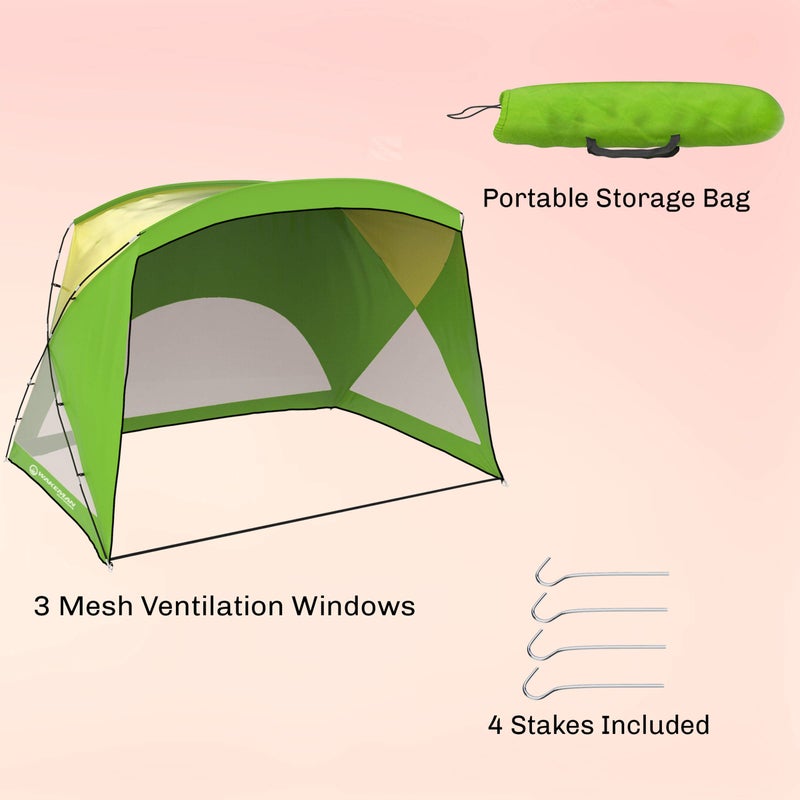 Wakeman Beach Tent Sun Shelter - Sport Umbrella - UV Protection and Water-Resistant with Carry Bag â€“ Shade Canopy for Families by Wakeman Outdoors (Green) - Image 2