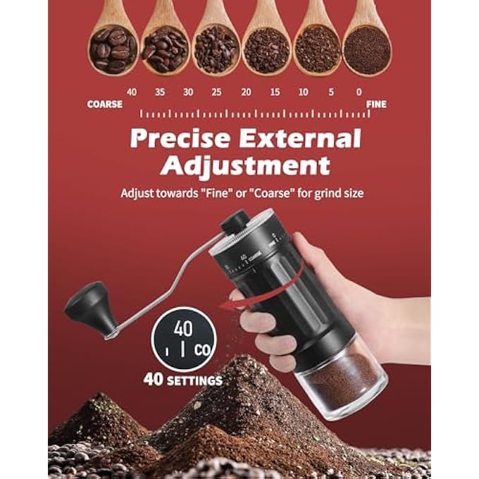 Bandai Gcctxc Manual Coffee Grinder With Ceramic Burr Handheld Hand Crank Espresso Grinder For Coarse Drip Fine Pour Over French Press Small Portable For Travel Camping Quiet Adjustable With Grind Settings - Image 2