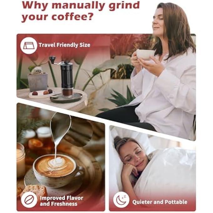 Bandai Gcctxc Manual Coffee Grinder With Ceramic Burr Handheld Hand Crank Espresso Grinder For Coarse Drip Fine Pour Over French Press Small Portable For Travel Camping Quiet Adjustable With Grind Settings - Image 4