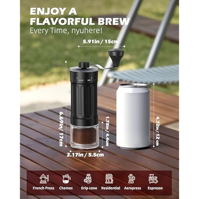 Bandai Gcctxc Manual Coffee Grinder With Ceramic Burr Handheld Hand Crank Espresso Grinder For Coarse Drip Fine Pour Over French Press Small Portable For Travel Camping Quiet Adjustable With Grind Settings - Image 3