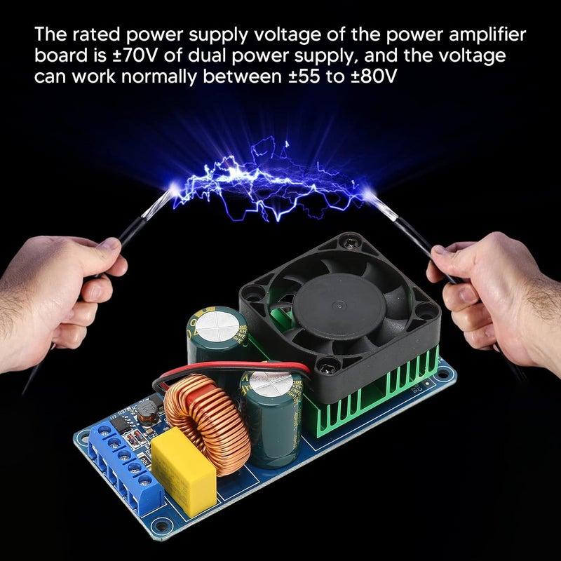 Mono Channel Amplifier Board, High Power 500W HiFi Power Amp Board with Cooling Fan, Efficient Digital Power Amplifier Board for 10 18in 4 8 Ohm Speakers, ±70V DC Dual Power Supply - Image 2