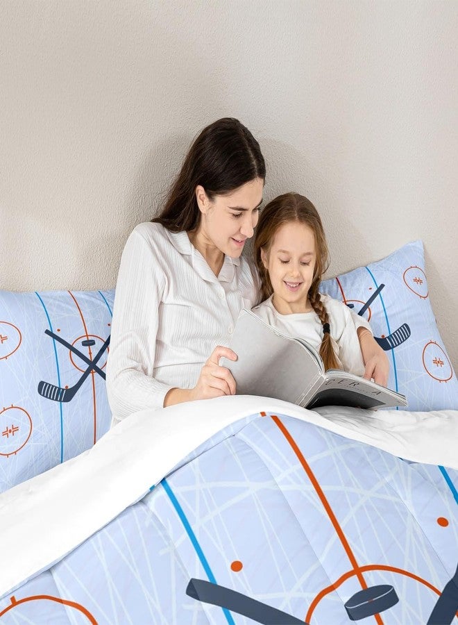 Homewish طقم لحاف هوكي الجليد للأطفال بحجم توين، طقم سرير ملعب الهوكي، ديكور غرفة نوم للأولاد والبنات والبالغين، لحاف مريح لعشاق ألعاب الكرة في فصل الشتاء، إدخال لحاف عصري وأنيق، 2 قطعة، 1 غطاء وسادة - Image 2