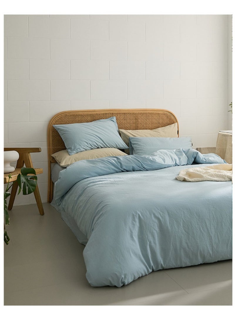 Superior Solid Color Double Bed 4-Piece Set Skin-friendly Fabric Bedding Includes 1 duvet cover, bed sheet and 2 pillowcases (200*230cm) - Image 3