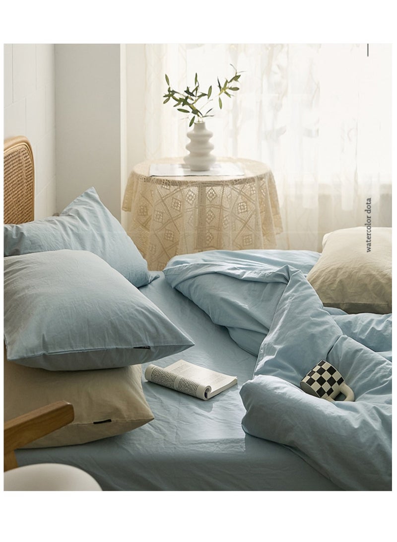 Superior Solid Color Double Bed 4-Piece Set Skin-friendly Fabric Bedding Includes 1 duvet cover, bed sheet and 2 pillowcases (200*230cm) - Image 2
