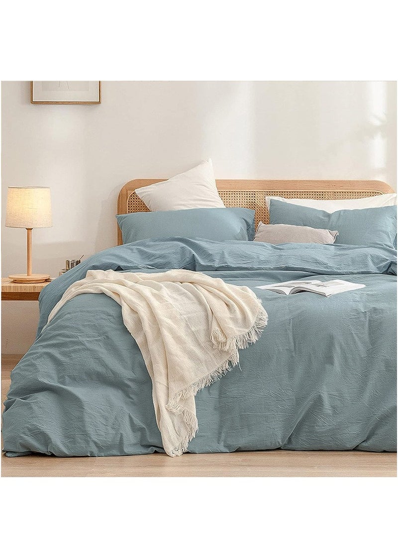 Superior Solid Color Double Bed 4-Piece Set Skin-friendly Fabric Bedding Includes 1 duvet cover, bed sheet and 2 pillowcases (200*230cm) - Image 1