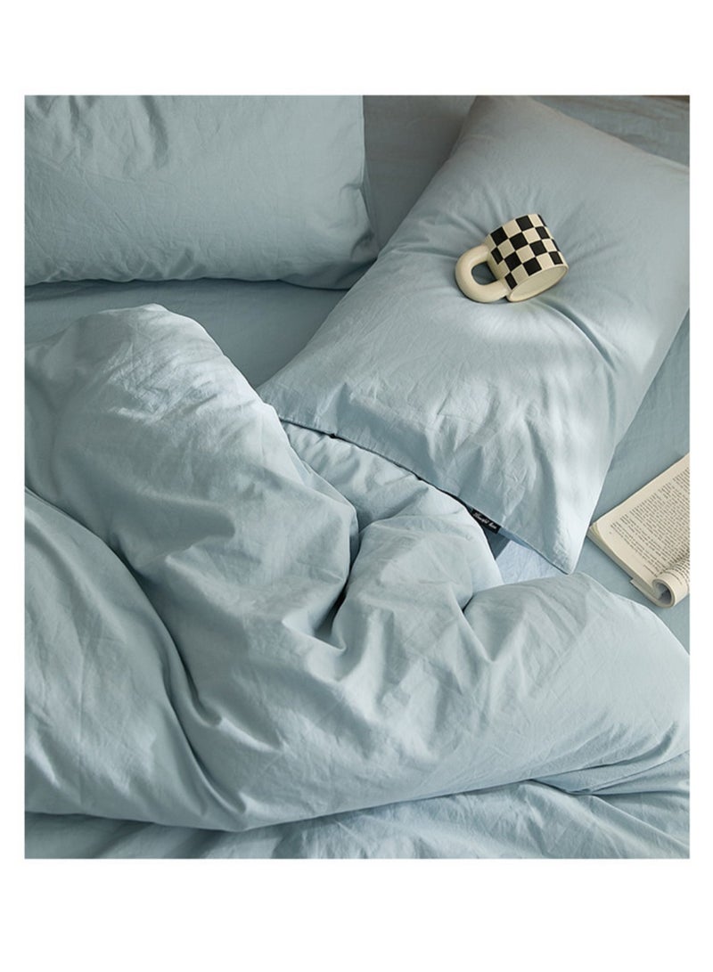 Superior Solid Color Double Bed 4-Piece Set Skin-friendly Fabric Bedding Includes 1 duvet cover, bed sheet and 2 pillowcases (200*230cm) - Image 4