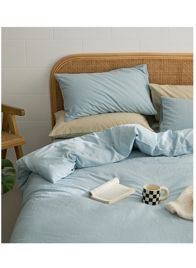 Superior Solid Color Double Bed 4-Piece Set Skin-friendly Fabric Bedding Includes 1 duvet cover, bed sheet and 2 pillowcases (200*230cm) - Image 5