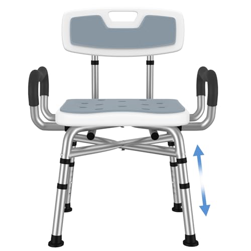 BRITULIF Adjustable Shower Chair with Arms Back Stable Heavy Duty 550lbs Safety Bathtub Seat with NonSlip Feet RustResistant Aluminum Frame ToolFree Assembly for Elderly Disabled - Image 1
