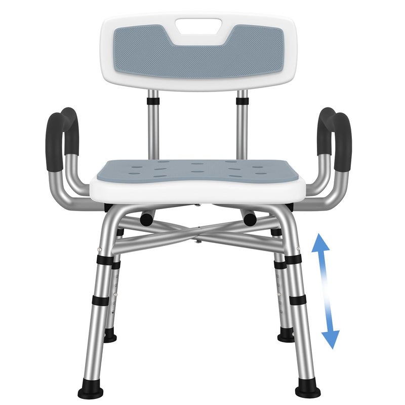 BRITULIF Adjustable Shower Chair with Arms Back Stable Heavy Duty 550lbs Safety Bathtub Seat with NonSlip Feet RustResistant Aluminum Frame ToolFree Assembly for Elderly Disabled - Image 2