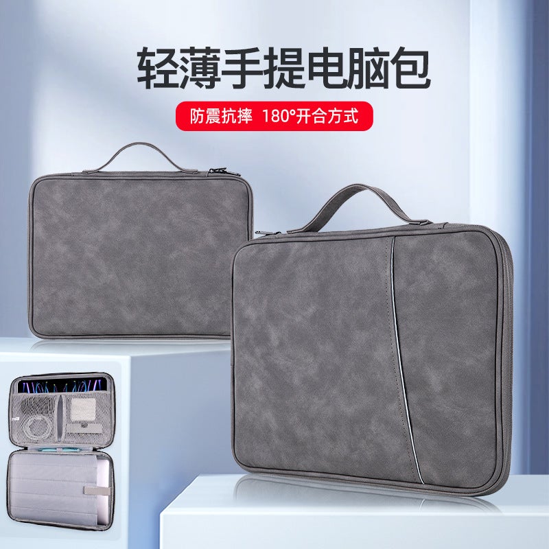 ipad liner bag 11 inch Mac notebook bag 13/14surface tablet bag for Huawei 10.5 Lenovo Fabric/fresh green 12.9-14 inches - Image 3
