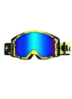 Motorcycle Goggles, Dirt Bike Goggles, ATV Racing Motocross Goggle Glasses, UV Protection Windproof Anti Fog Racing Goggles, Racing Helmet Goggles, for Adults Men Women Youth Kids (Green)