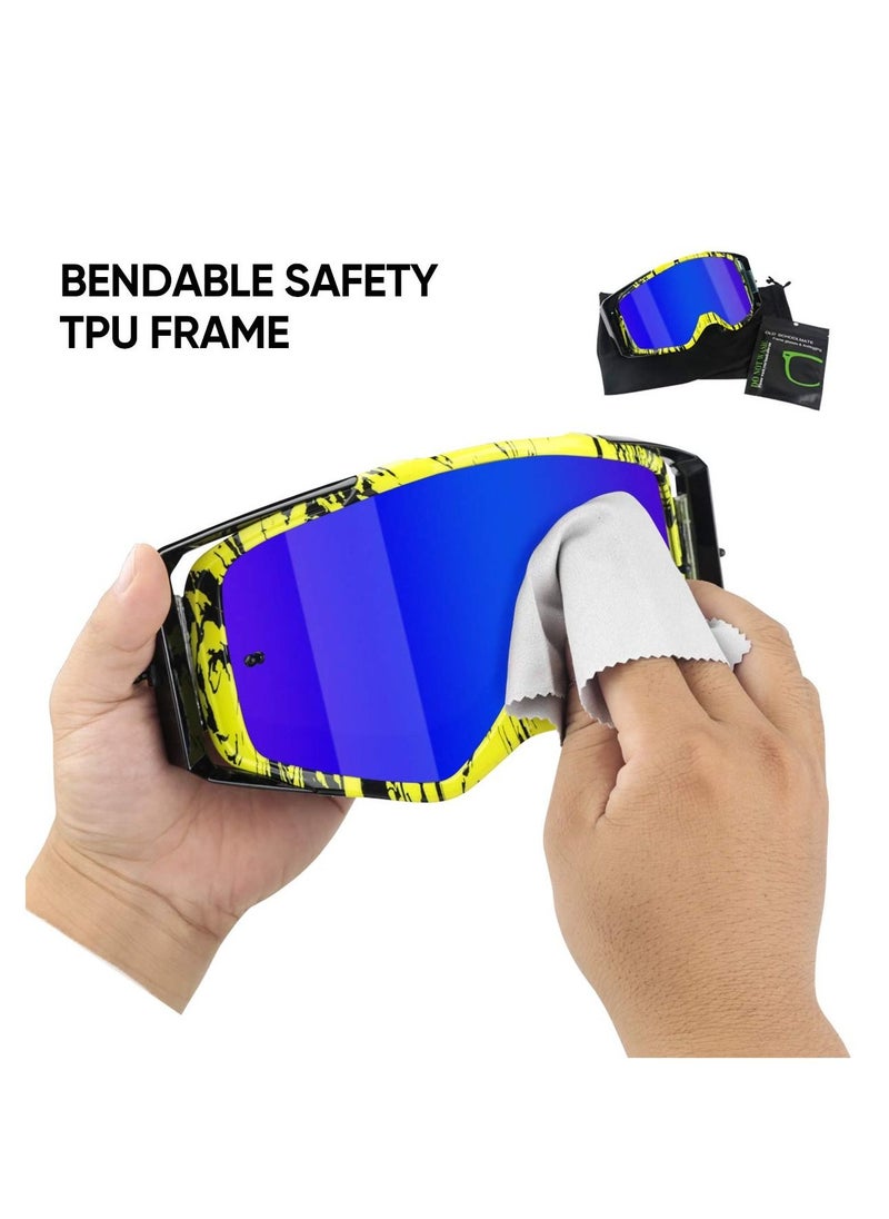 Excefore - Motorcycle Goggles, Dirt Bike Goggles, ATV Racing Motocross Goggle Glasses, UV Protection Windproof Anti Fog Racing Goggles, Racing Helmet Goggles, for Adults Men Women Youth Kids (Green) - Image 1