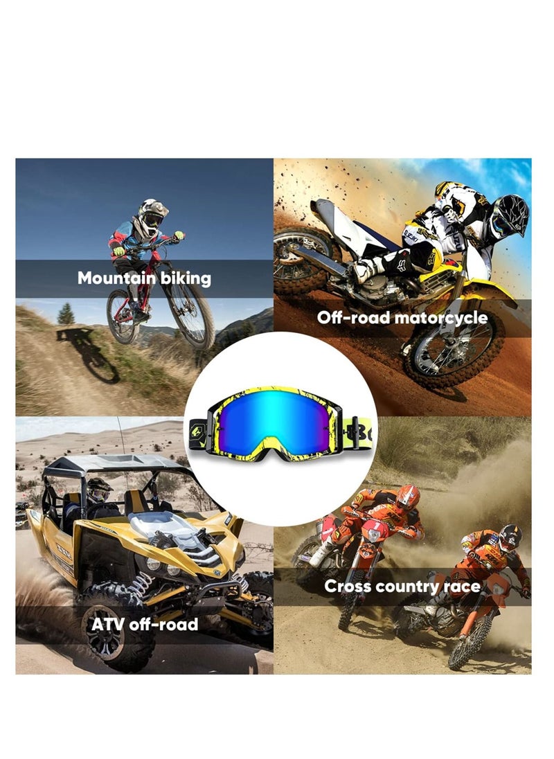 Excefore - Motorcycle Goggles, Dirt Bike Goggles, ATV Racing Motocross Goggle Glasses, UV Protection Windproof Anti Fog Racing Goggles, Racing Helmet Goggles, for Adults Men Women Youth Kids (Green) - Image 1