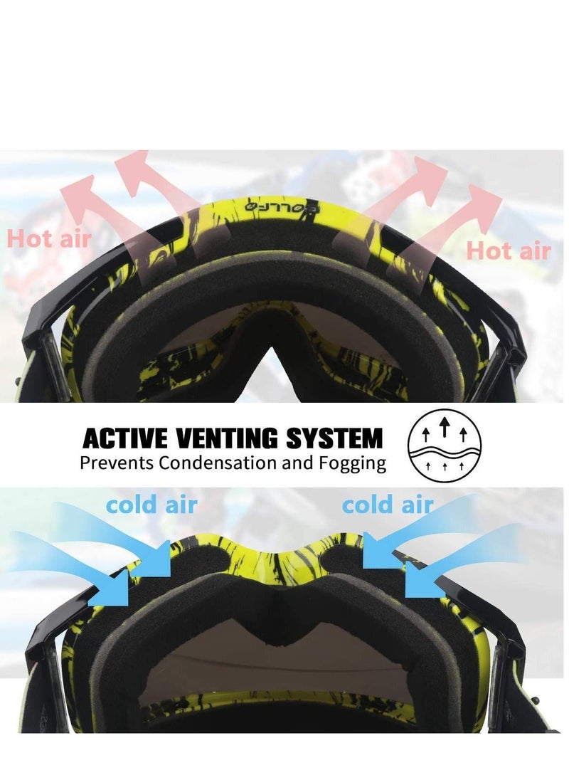 Excefore - Motorcycle Goggles, Dirt Bike Goggles, ATV Racing Motocross Goggle Glasses, UV Protection Windproof Anti Fog Racing Goggles, Racing Helmet Goggles, for Adults Men Women Youth Kids (Green) - Image 1