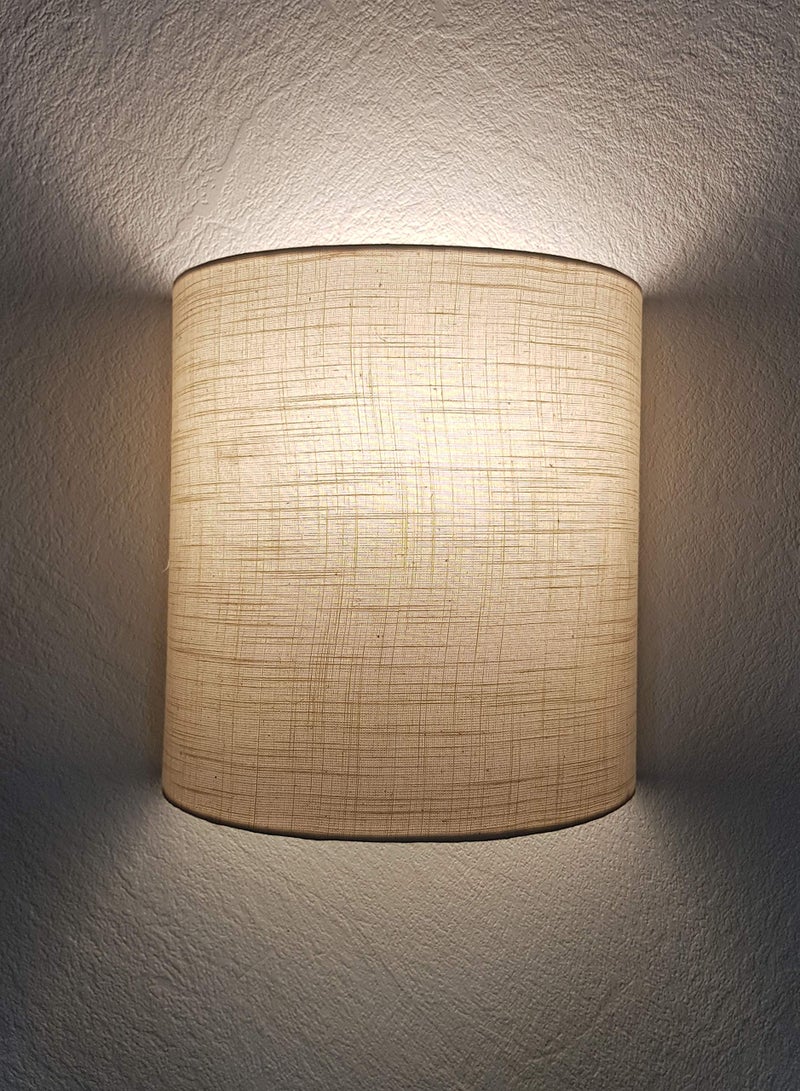 Mufasa Wall Mounted Lamp Lights Half Shade Bedside Fabric Lampshade Sconces- with Holder and Bulb (Cream) - Image 1