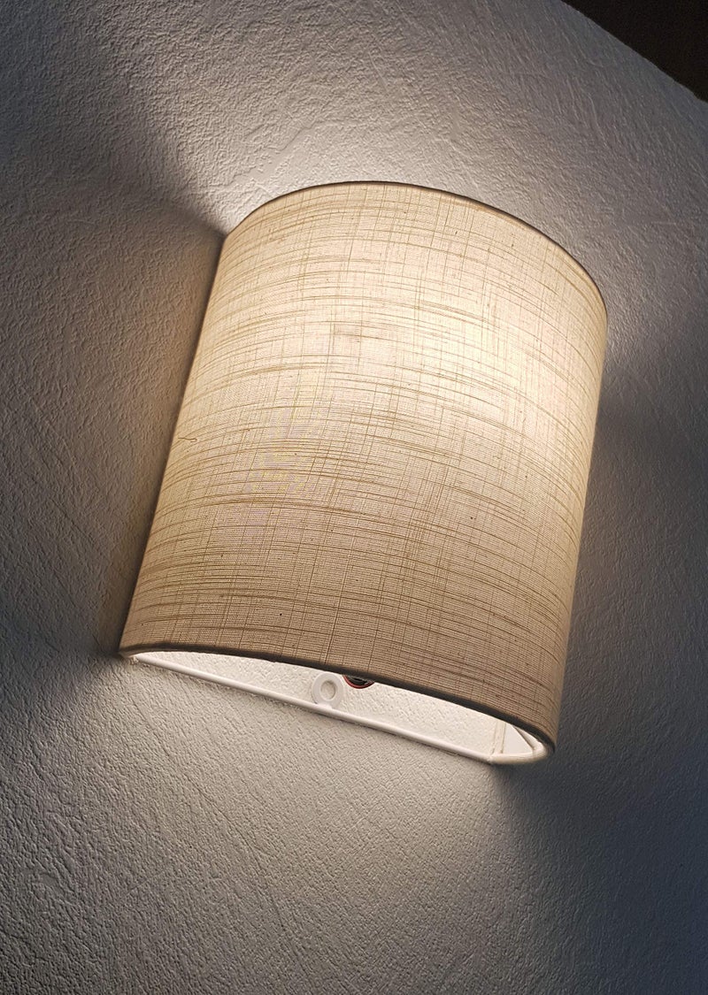 Mufasa Wall Mounted Lamp Lights Half Shade Bedside Fabric Lampshade Sconces- with Holder and Bulb (Cream) - Image 2