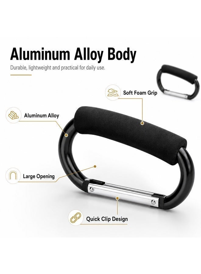 Daxiongmao 2 Pack Large Aluminum Carabiner Stroller Hooks, Heavy Duty Baby Stroller Clips for Diaper Bags, Shopping Bags, Pram, Cart, Wheelchair and Luggage, Universal Stroller Accessories - Image 3