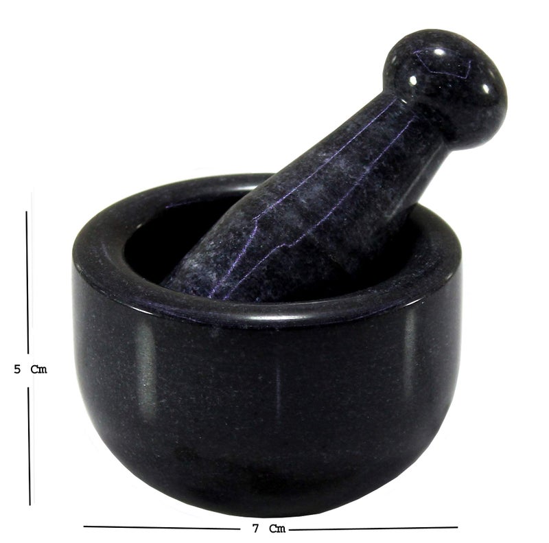 KLEO Stone Mortar and Pestle (Very Small Size) Ginger, Medicine Pills Grinder Masher - (Black) - Image 3