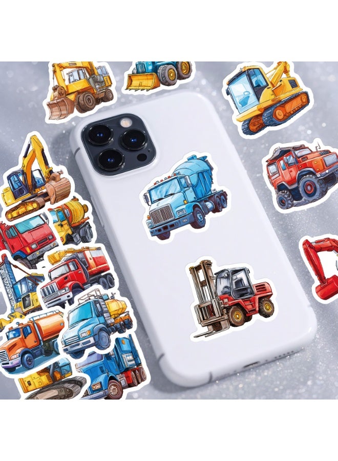 56Pcs Construction Vehicle Sticker for Boys Car Stickers Waterproof for Water Bottles Skateboard Car Bike Phone Case Laptop Suitcase Case Decal Gift - Image 5