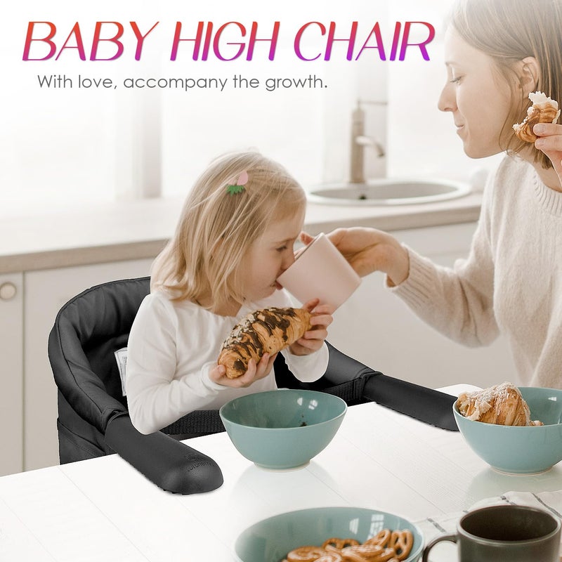 lulunemo Hook on High Chair,Portable Foldable High Chair for Babies 6-36 Months, Includes Storage Bag (Black) - Image 2