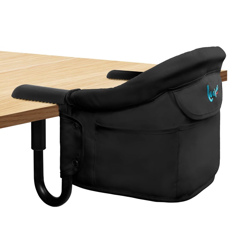 lulunemo Hook on High Chair,Portable Foldable High Chair for Babies 6-36 Months, Includes Storage Bag (Black) - Image 1