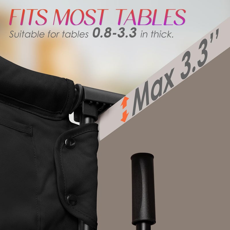 lulunemo Hook on High Chair,Portable Foldable High Chair for Babies 6-36 Months, Includes Storage Bag (Black) - Image 4