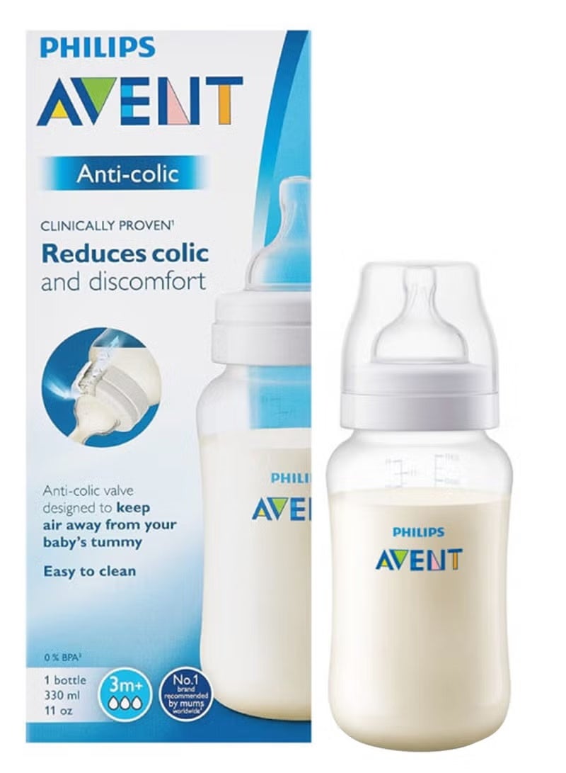 Anti-Colic Feeding Bottle 330ml 3M+, AirFree Valve, Reduces Colic and Discomfort, Easy Clean