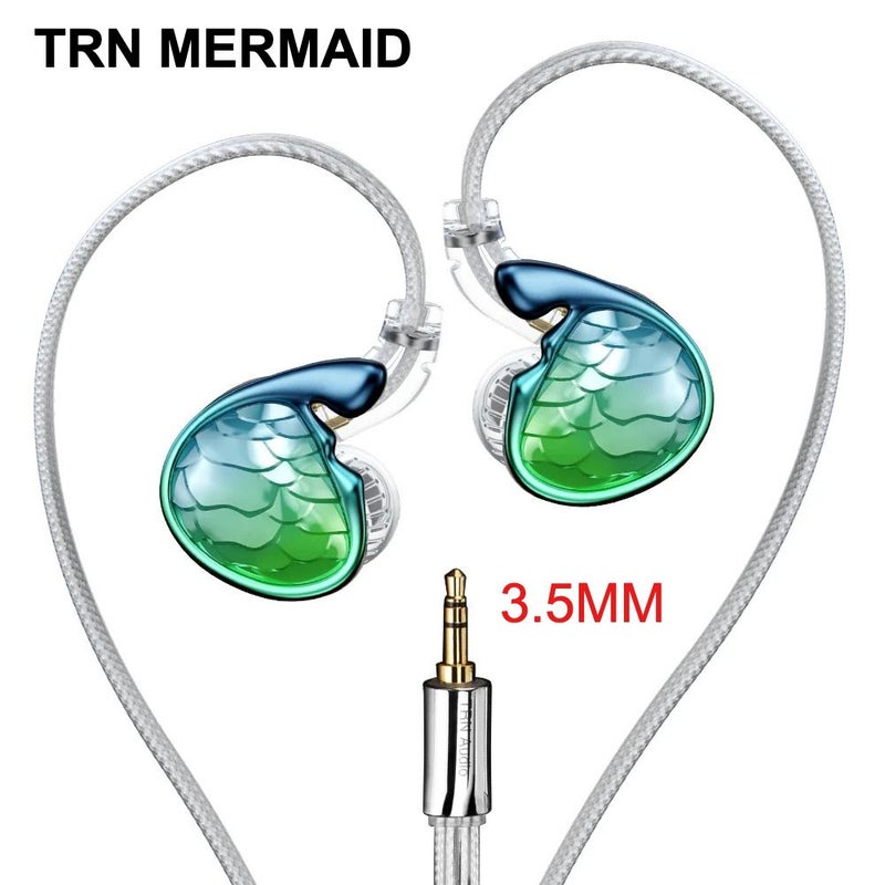 TRN Mermaid Hybrid Driver Earphones 1BA+1DD+2Planar, Hi-Fi In-Ear Monitor, Green 3.5mm - Image 1
