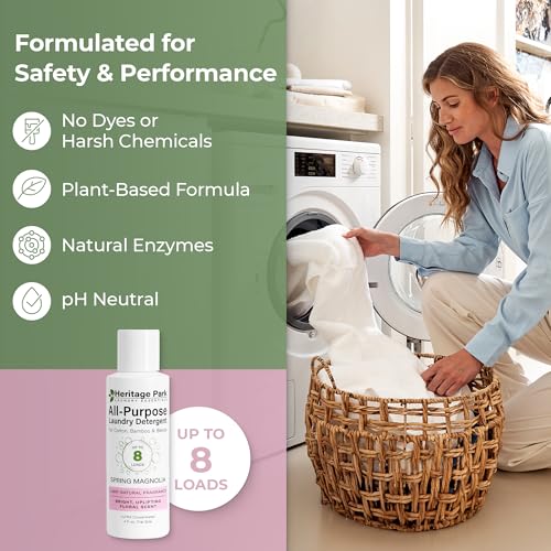 Heritage Park Laundry Essentials Heritage Park Luxury Laundry Detergent Dermatologist Tested Plant based Natural Enzyme Laundry Detergent Sensitive Skin Friendly Spring Magnolia 4 fl oz Trial Size - Image 5