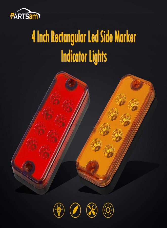 Partsam مصابيح جانبية من بارتسام، 20 × 4، للسيارات والشاحنات والمقطورات، 8 مصابيح LED كهرمانية/حمراء - Image 2
