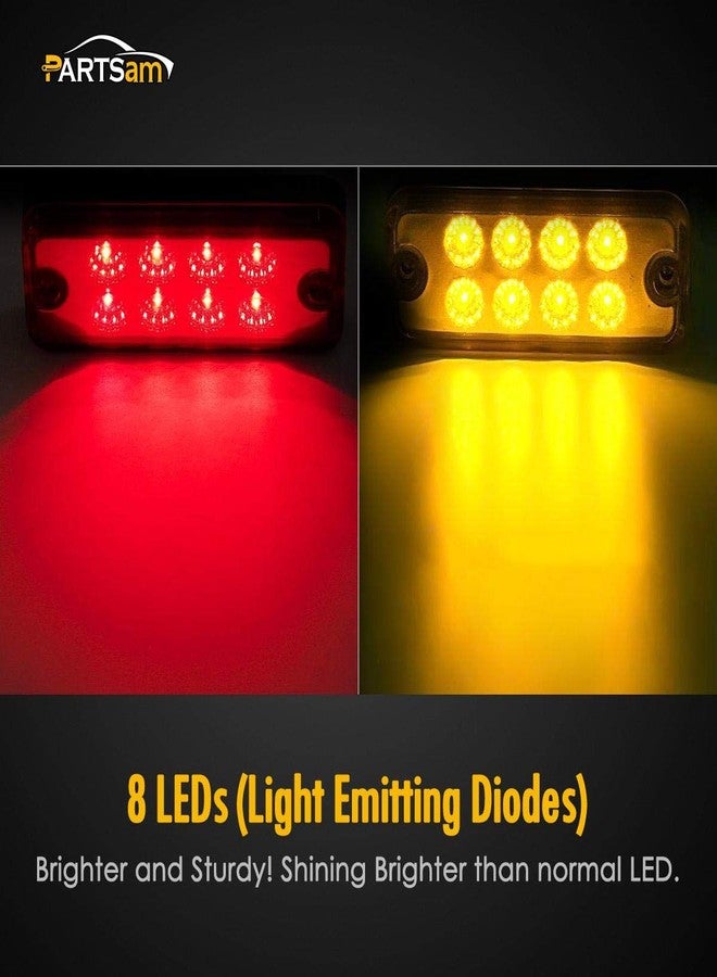 Partsam مصابيح جانبية من بارتسام، 20 × 4، للسيارات والشاحنات والمقطورات، 8 مصابيح LED كهرمانية/حمراء - Image 3